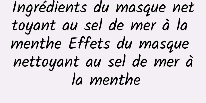 Ingrédients du masque nettoyant au sel de mer à la menthe Effets du masque nettoyant au sel de mer à la menthe