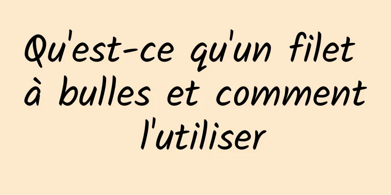 Qu'est-ce qu'un filet à bulles et comment l'utiliser