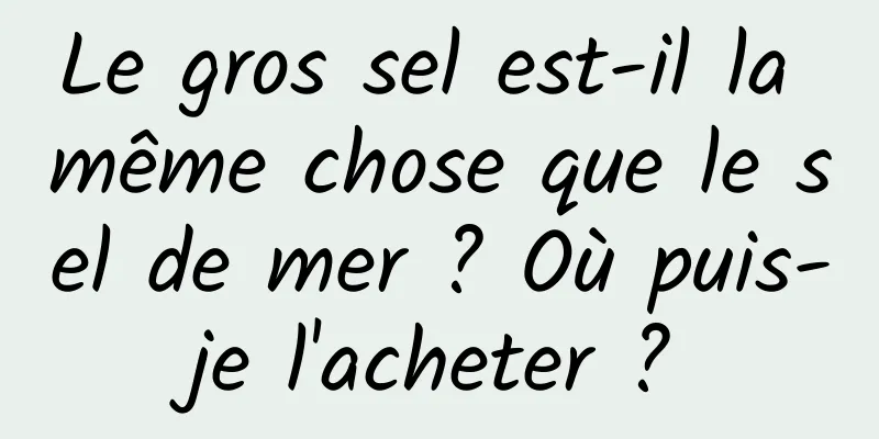 Le gros sel est-il la même chose que le sel de mer ? Où puis-je l'acheter ?