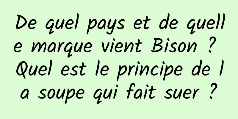 De quel pays et de quelle marque vient Bison ? Quel est le principe de la soupe qui fait suer ?