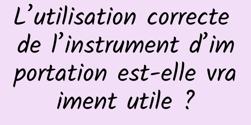 L’utilisation correcte de l’instrument d’importation est-elle vraiment utile ?