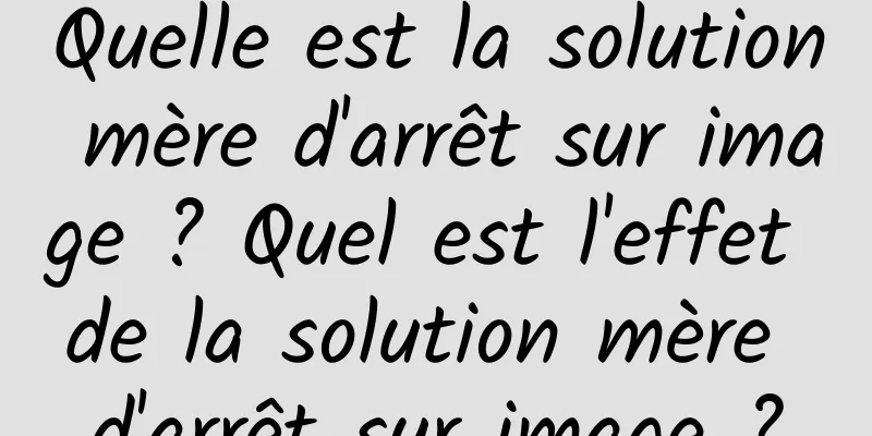 Quelle est la solution mère d'arrêt sur image ? Quel est l'effet de la solution mère d'arrêt sur image ?