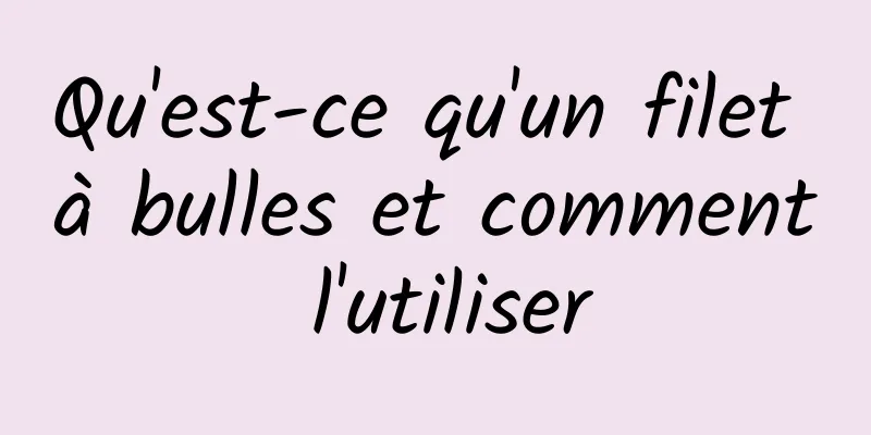 Qu'est-ce qu'un filet à bulles et comment l'utiliser
