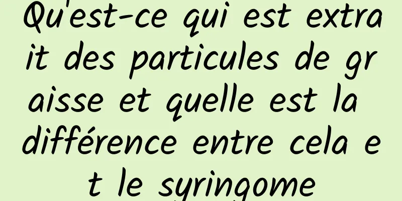 Qu'est-ce qui est extrait des particules de graisse et quelle est la différence entre cela et le syringome