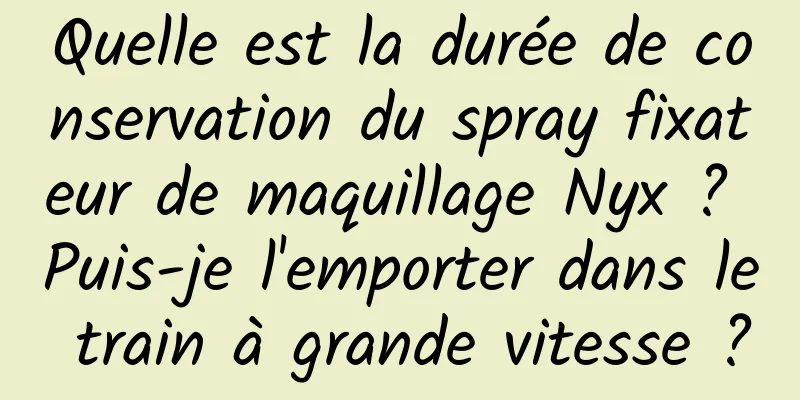 Quelle est la durée de conservation du spray fixateur de maquillage Nyx ? Puis-je l'emporter dans le train à grande vitesse ?