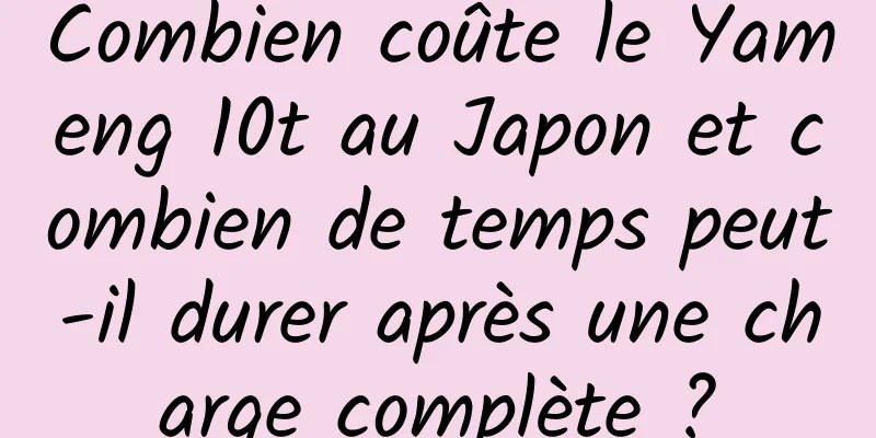 Combien coûte le Yameng 10t au Japon et combien de temps peut-il durer après une charge complète ?