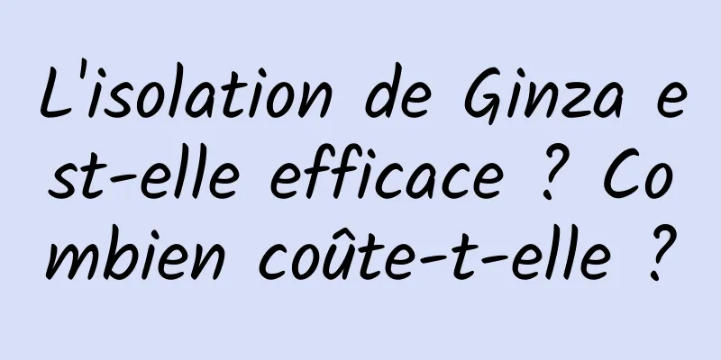L'isolation de Ginza est-elle efficace ? Combien coûte-t-elle ?