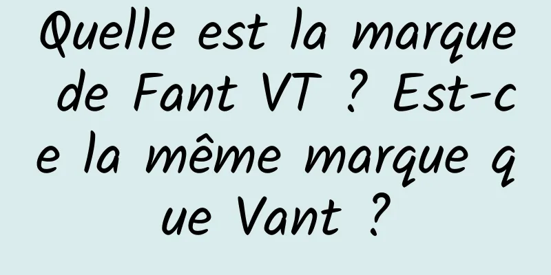 Quelle est la marque de Fant VT ? Est-ce la même marque que Vant ?