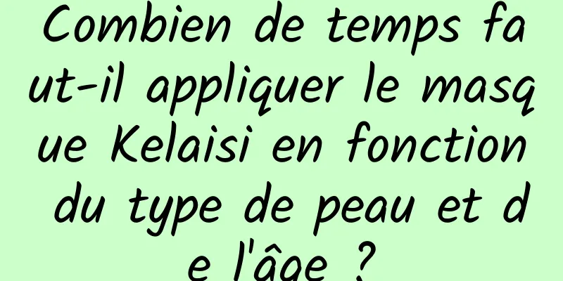 Combien de temps faut-il appliquer le masque Kelaisi en fonction du type de peau et de l'âge ?
