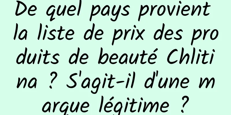 De quel pays provient la liste de prix des produits de beauté Chlitina ? S'agit-il d'une marque légitime ?