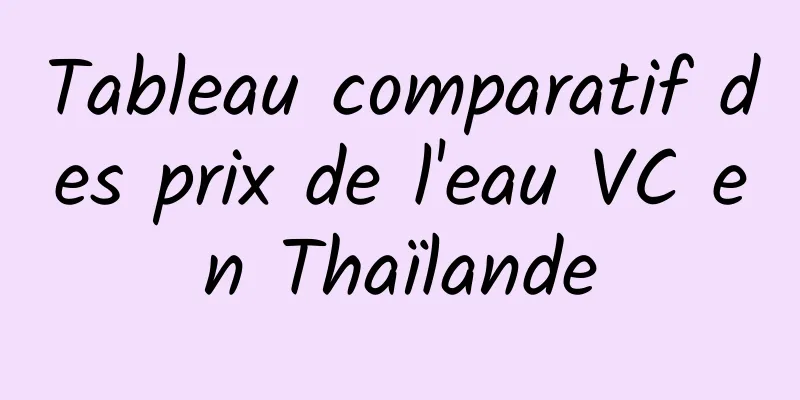 Tableau comparatif des prix de l'eau VC en Thaïlande