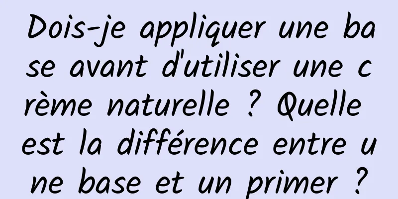 Dois-je appliquer une base avant d'utiliser une crème naturelle ? Quelle est la différence entre une base et un primer ?