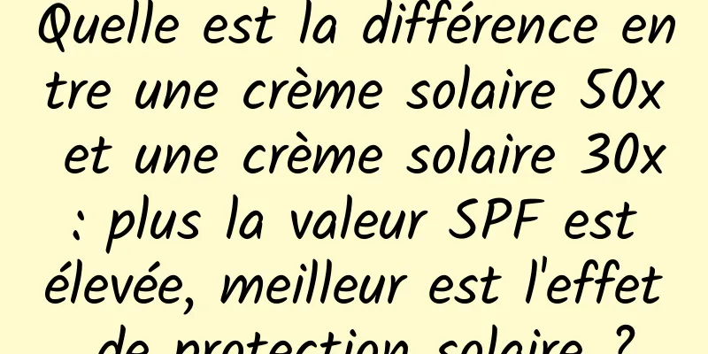 Quelle est la différence entre une crème solaire 50x et une crème solaire 30x : plus la valeur SPF est élevée, meilleur est l'effet de protection solaire ?