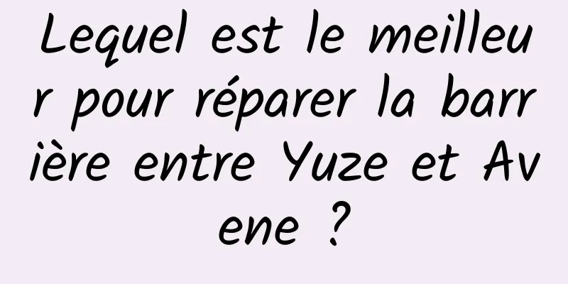 Lequel est le meilleur pour réparer la barrière entre Yuze et Avene ?