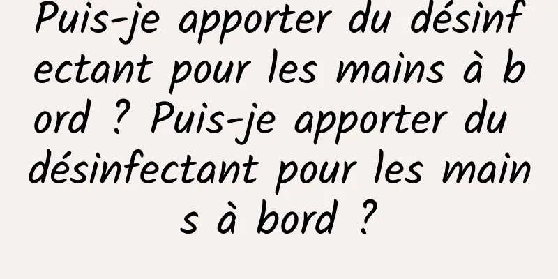 Puis-je apporter du désinfectant pour les mains à bord ? Puis-je apporter du désinfectant pour les mains à bord ?