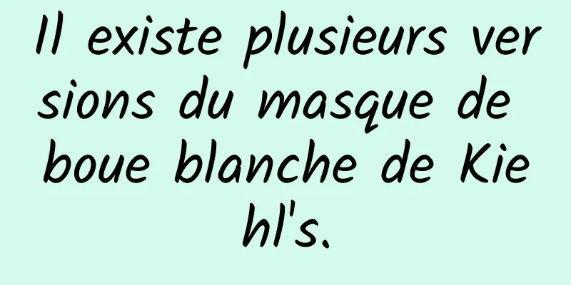Il existe plusieurs versions du masque de boue blanche de Kiehl's.