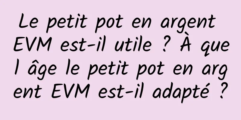 Le petit pot en argent EVM est-il utile ? À quel âge le petit pot en argent EVM est-il adapté ?