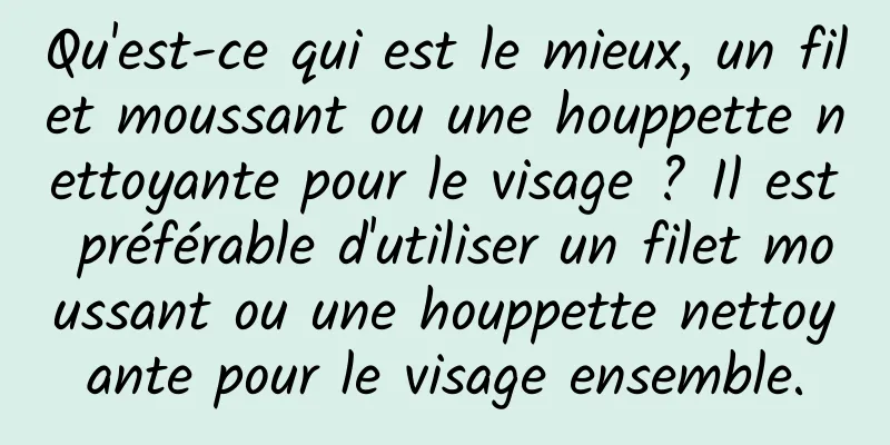 Qu'est-ce qui est le mieux, un filet moussant ou une houppette nettoyante pour le visage ? Il est préférable d'utiliser un filet moussant ou une houppette nettoyante pour le visage ensemble.