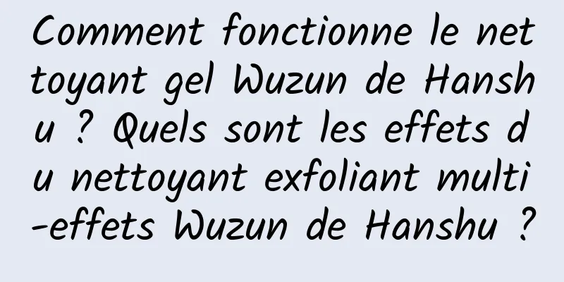 Comment fonctionne le nettoyant gel Wuzun de Hanshu ? Quels sont les effets du nettoyant exfoliant multi-effets Wuzun de Hanshu ?