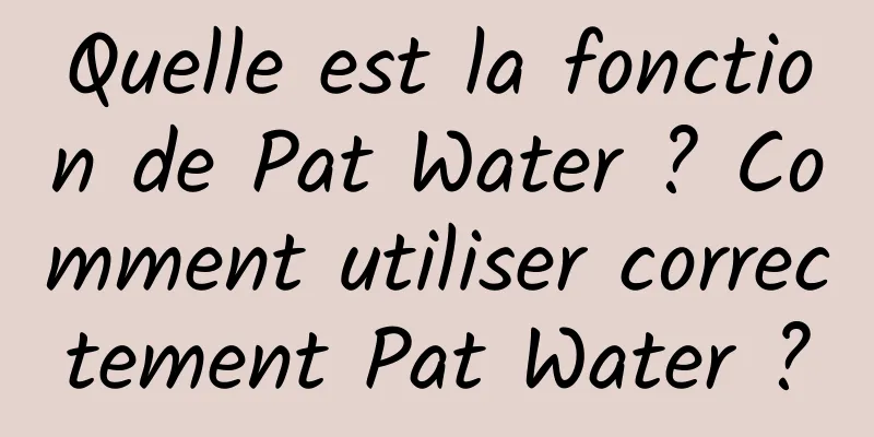 Quelle est la fonction de Pat Water ? Comment utiliser correctement Pat Water ?