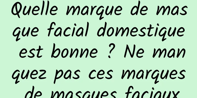Quelle marque de masque facial domestique est bonne ? Ne manquez pas ces marques de masques faciaux