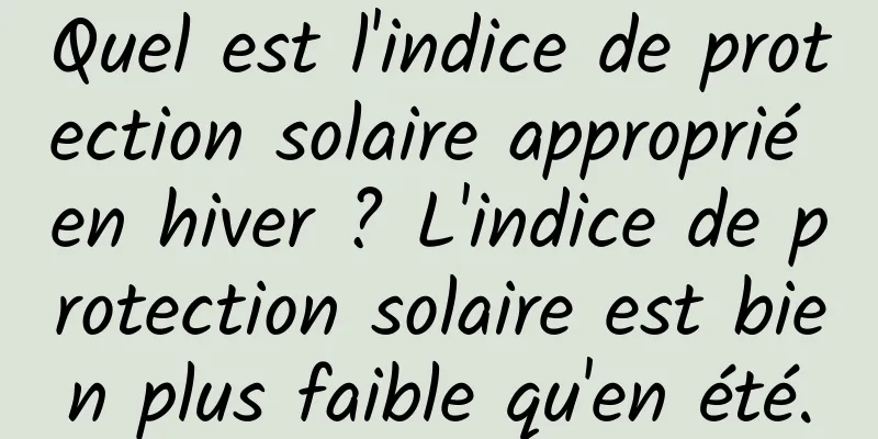 Quel est l'indice de protection solaire approprié en hiver ? L'indice de protection solaire est bien plus faible qu'en été.