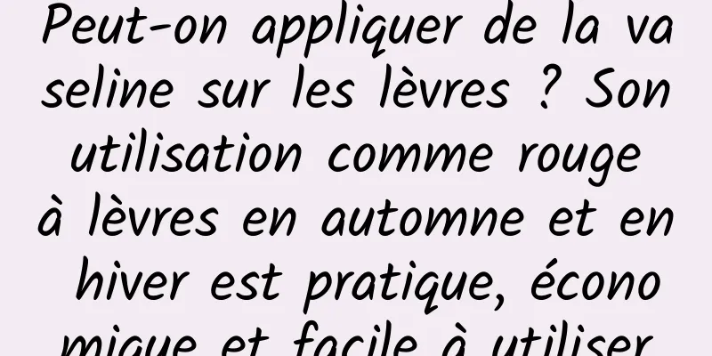 Peut-on appliquer de la vaseline sur les lèvres ? Son utilisation comme rouge à lèvres en automne et en hiver est pratique, économique et facile à utiliser