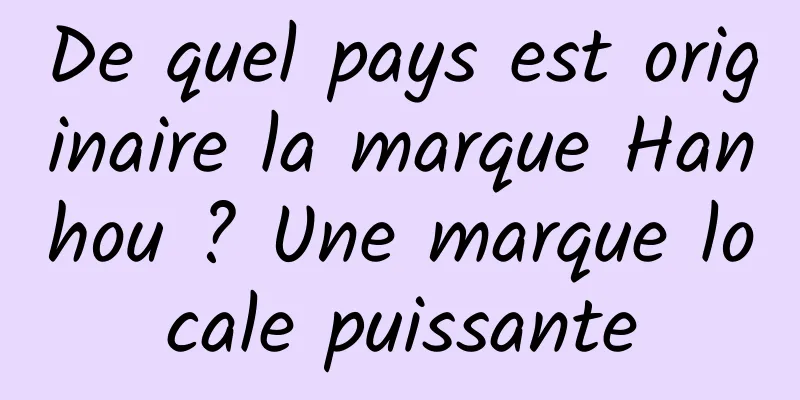 De quel pays est originaire la marque Hanhou ? Une marque locale puissante