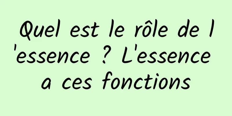 Quel est le rôle de l'essence ? L'essence a ces fonctions