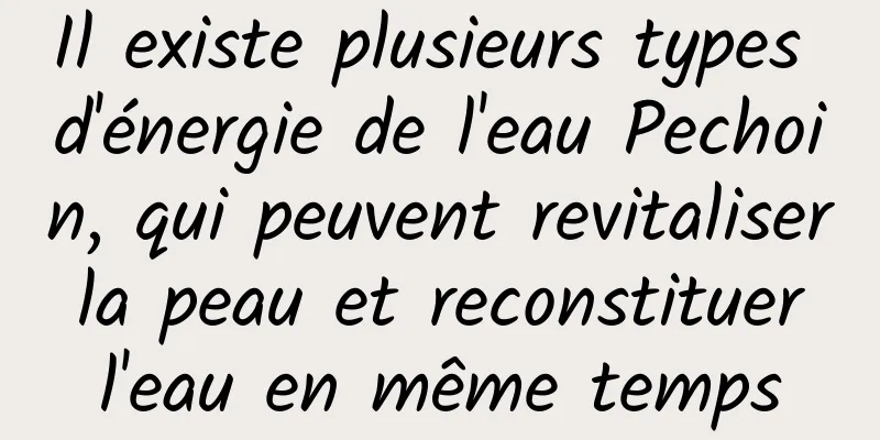 Il existe plusieurs types d'énergie de l'eau Pechoin, qui peuvent revitaliser la peau et reconstituer l'eau en même temps