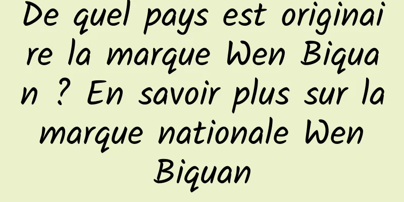 De quel pays est originaire la marque Wen Biquan ? En savoir plus sur la marque nationale Wen Biquan