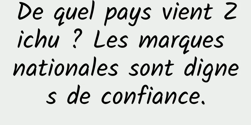 De quel pays vient Zichu ? Les marques nationales sont dignes de confiance.