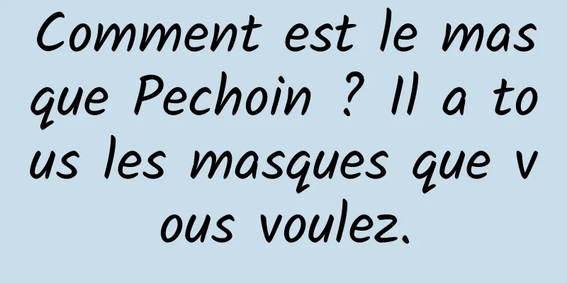 Comment est le masque Pechoin ? Il a tous les masques que vous voulez.