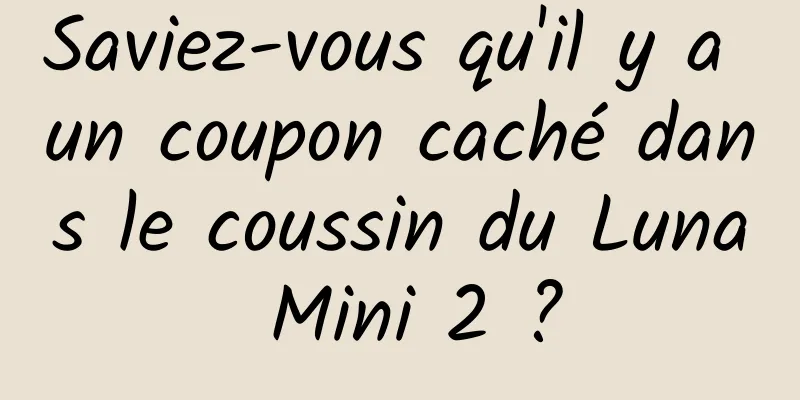 Saviez-vous qu'il y a un coupon caché dans le coussin du Luna Mini 2 ?