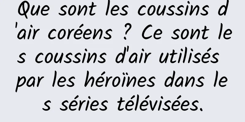 Que sont les coussins d'air coréens ? Ce sont les coussins d'air utilisés par les héroïnes dans les séries télévisées.