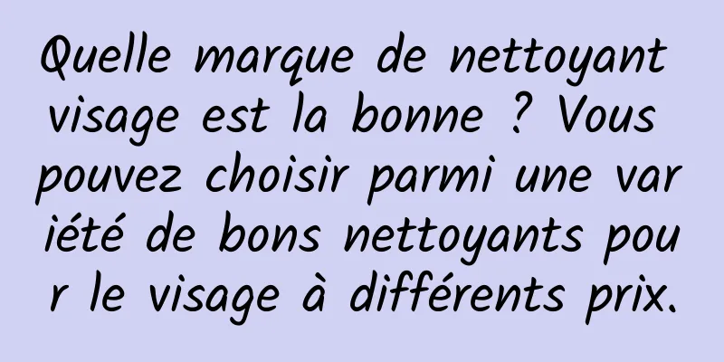 Quelle marque de nettoyant visage est la bonne ? Vous pouvez choisir parmi une variété de bons nettoyants pour le visage à différents prix.