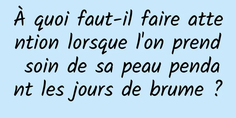 À quoi faut-il faire attention lorsque l'on prend soin de sa peau pendant les jours de brume ?