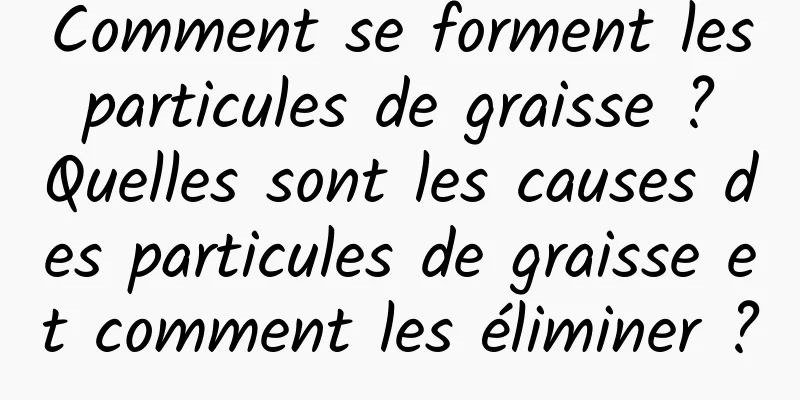 Comment se forment les particules de graisse ? Quelles sont les causes des particules de graisse et comment les éliminer ?