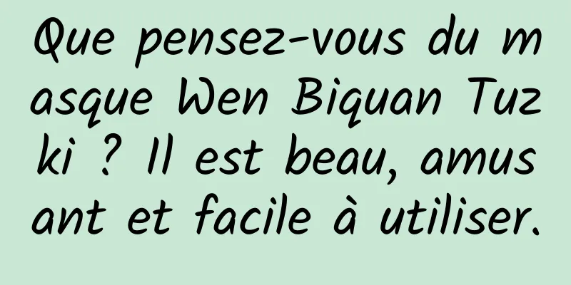 Que pensez-vous du masque Wen Biquan Tuzki ? Il est beau, amusant et facile à utiliser.