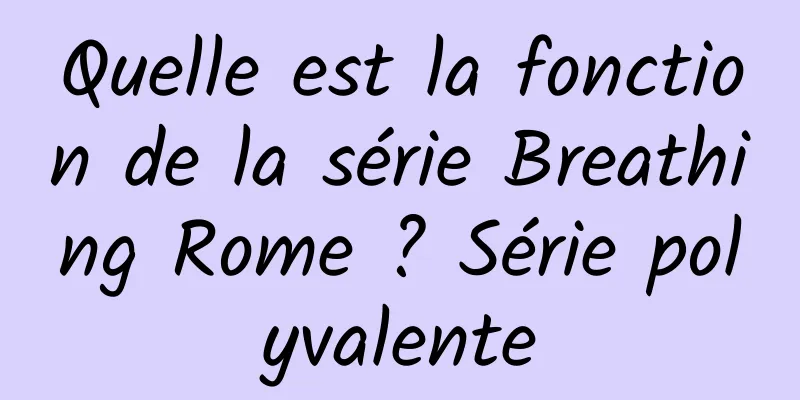 Quelle est la fonction de la série Breathing Rome ? Série polyvalente
