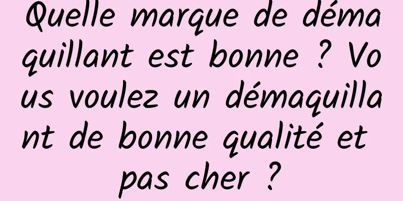 Quelle marque de démaquillant est bonne ? Vous voulez un démaquillant de bonne qualité et pas cher ?