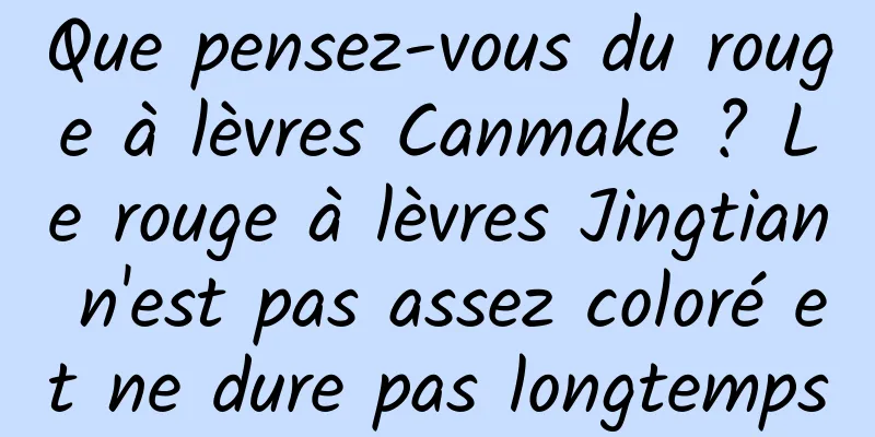 Que pensez-vous du rouge à lèvres Canmake ? Le rouge à lèvres Jingtian n'est pas assez coloré et ne dure pas longtemps