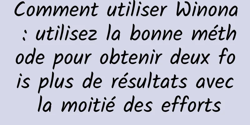 Comment utiliser Winona : utilisez la bonne méthode pour obtenir deux fois plus de résultats avec la moitié des efforts