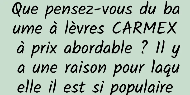 Que pensez-vous du baume à lèvres CARMEX à prix abordable ? Il y a une raison pour laquelle il est si populaire