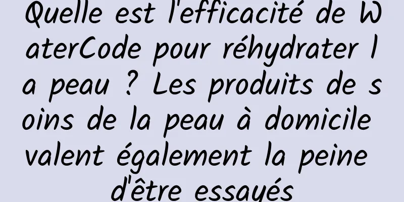 Quelle est l'efficacité de WaterCode pour réhydrater la peau ? Les produits de soins de la peau à domicile valent également la peine d'être essayés