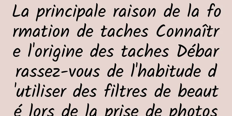 La principale raison de la formation de taches Connaître l'origine des taches Débarrassez-vous de l'habitude d'utiliser des filtres de beauté lors de la prise de photos
